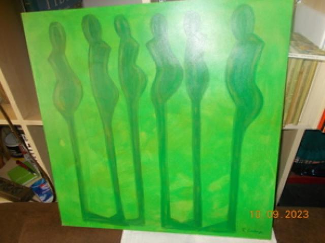 Bild "Green People No.VII" Unikat Acryl von. F. Eskikaya 50x50 cm - 1